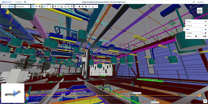 dallas fort worth airport overlay bim against reality data